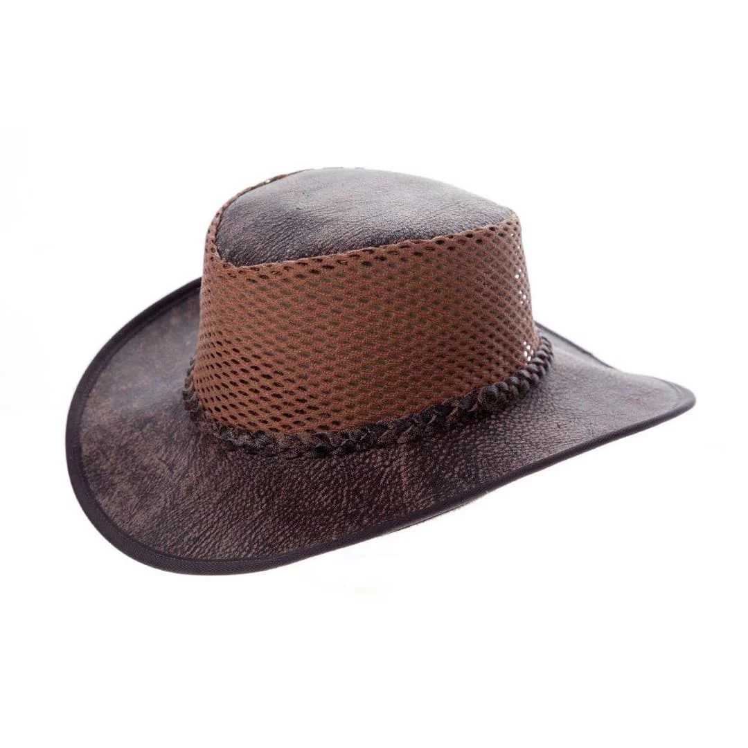 Kudu / Wildebeest Leather Hat with Braid and Ventilation