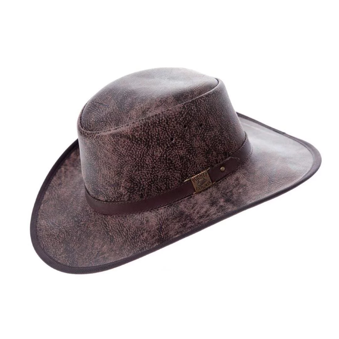 Wildebeest / Kudu Leather Hat with Oilskin Strip