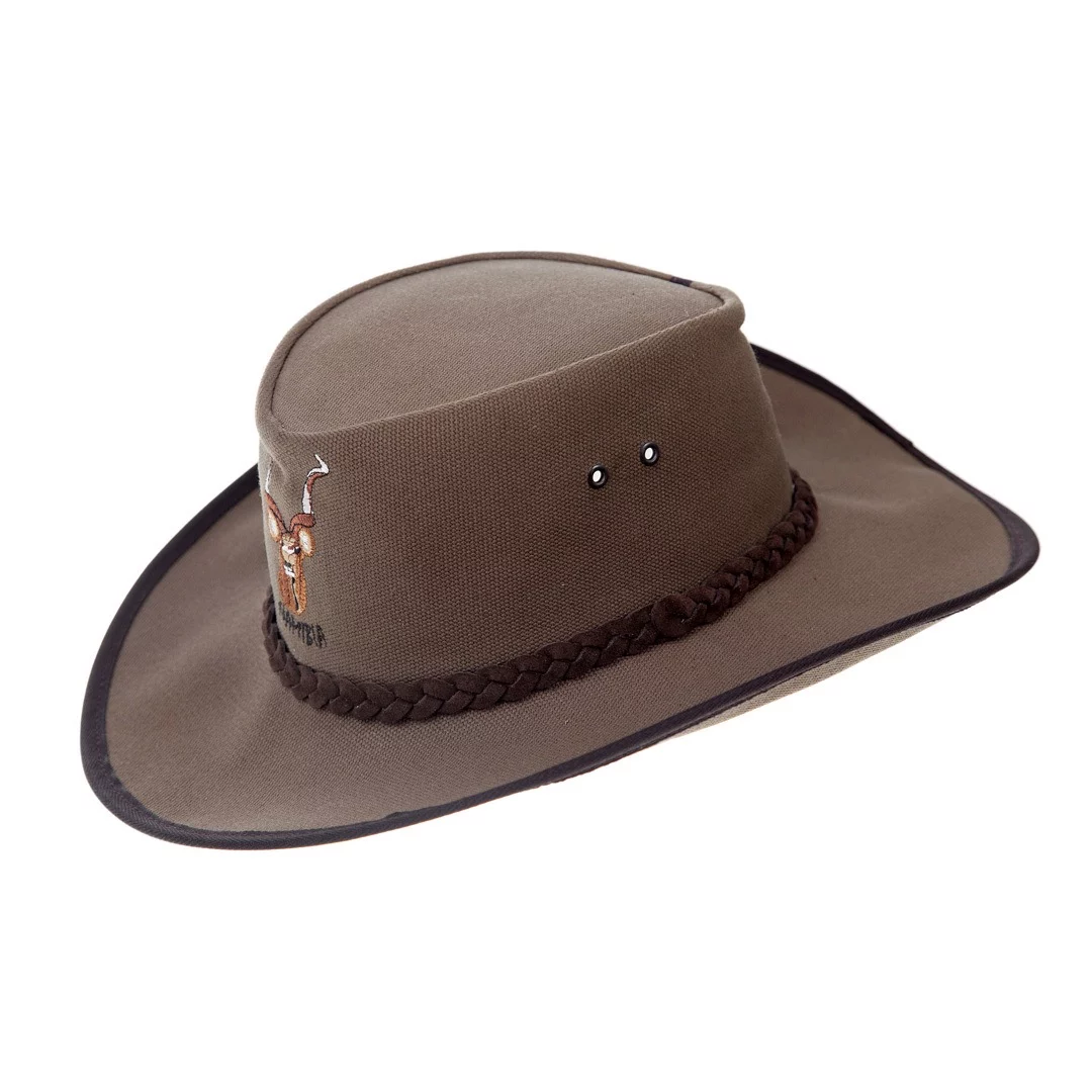 Full Canvas Hat with Braid and Kudu - South Africa or Namibia